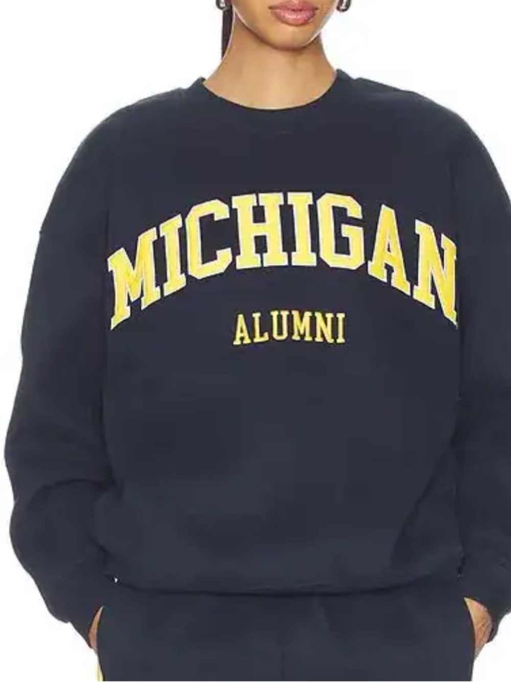 Michigan Alumni Crewneck Sweatshirt Blue Embroidered College MEDIUM unisex